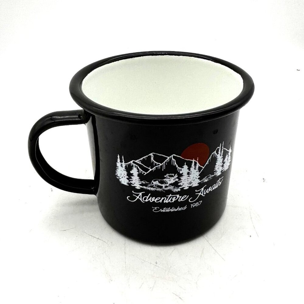 Ozark Trail Adventure Awaits Black Enamel Camping Mug Outdoor Equipment Cup